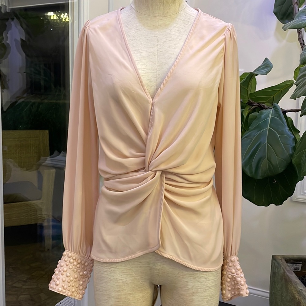 Mauve dress top size small with beaded details at the sleeves